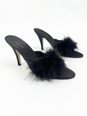 Fredericks of Hollywood Marabou Feather Slipper Heels